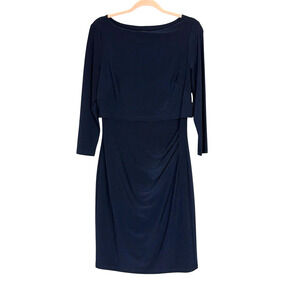Lauren Ralph Lauren 3/4 Sleeve Sheath Modest Dress Navy Blue Women's Size 10